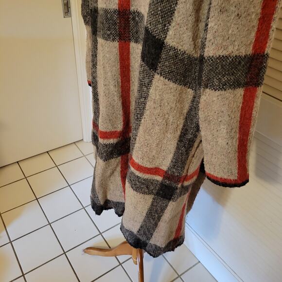 Plaid Hooded Longline Cardigan Joseph A Soft Knit Open Front Womens M - Picture 6 of 7